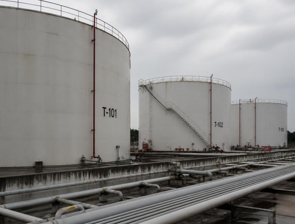 Fuel storage tanks at a depot